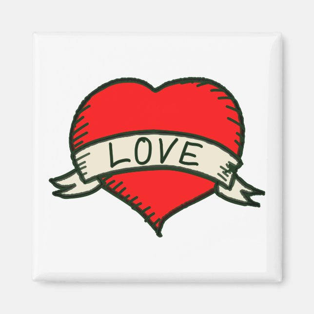 Lover Heart Shape Drawing Magnet (Front)
