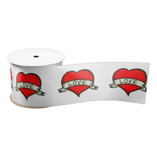 Lover Heart Shape Drawing Satin Ribbon