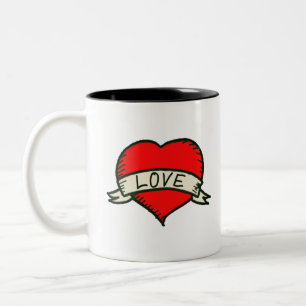 Lover Heart Shape Drawing Two-Tone Coffee Mug