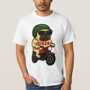 Lover Motorcycle Pug Biker Vintage Birthday Party T-Shirt