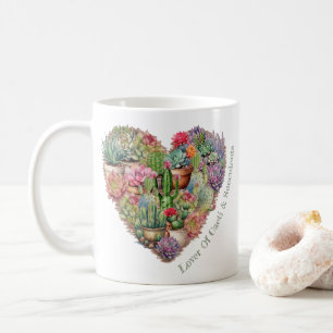 Lover Of Cacti And Succulents In A Heart Shape Coffee Mug