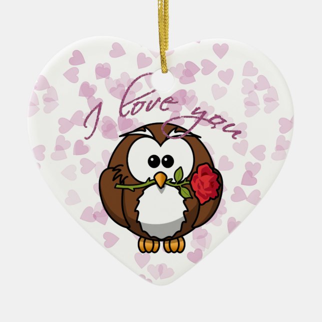 lover owl ceramic tree decoration (Front)
