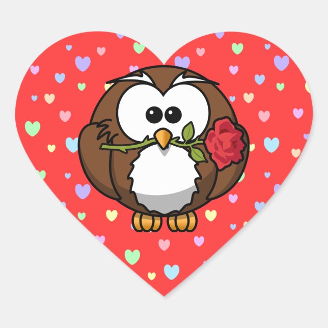 lover owl heart sticker (Front)
