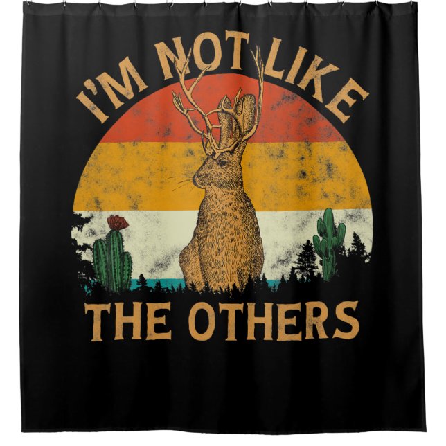 Lover Style Sunset Cactus Jackalope | Rabbit Lover Shower Curtain (Front)