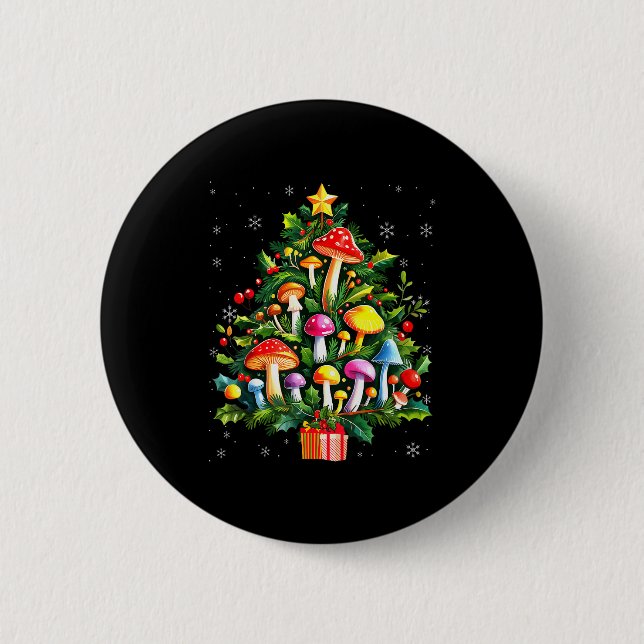 Lover Xmas Mushroom Christmas Tree  6 Cm Round Badge (Front)