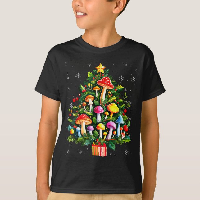 Lover Xmas Mushroom Christmas Tree  T-Shirt (Front)