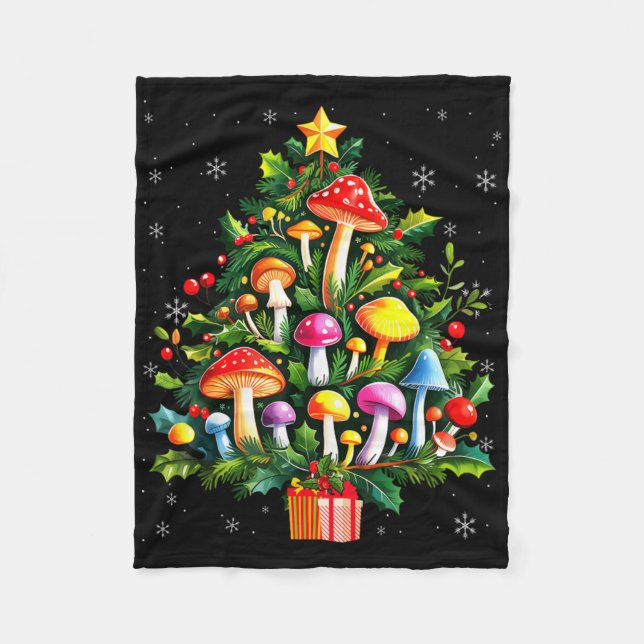 Lover Xmas Mushroom Christmas Tree T Shirt  Fleece Blanket (Front)