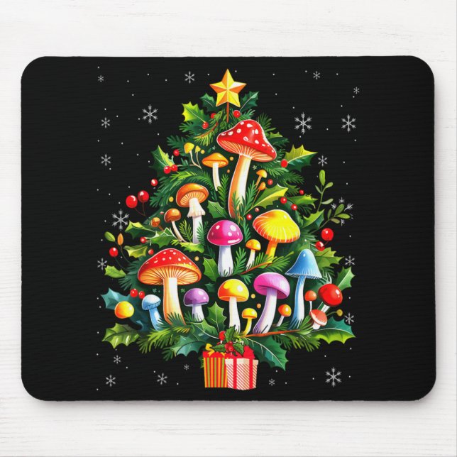 Lover Xmas Mushroom Christmas Tree T Shirt  Mouse Mat (Front)