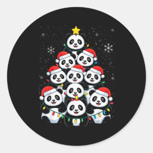 Lover Xmas Panda Christmas Tree  Classic Round Sticker