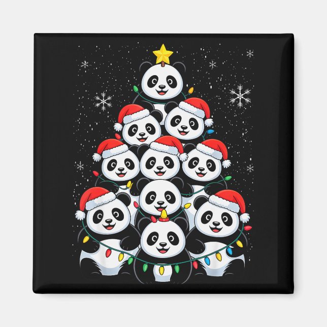 Lover Xmas Panda Christmas Tree  Magnet (Front)