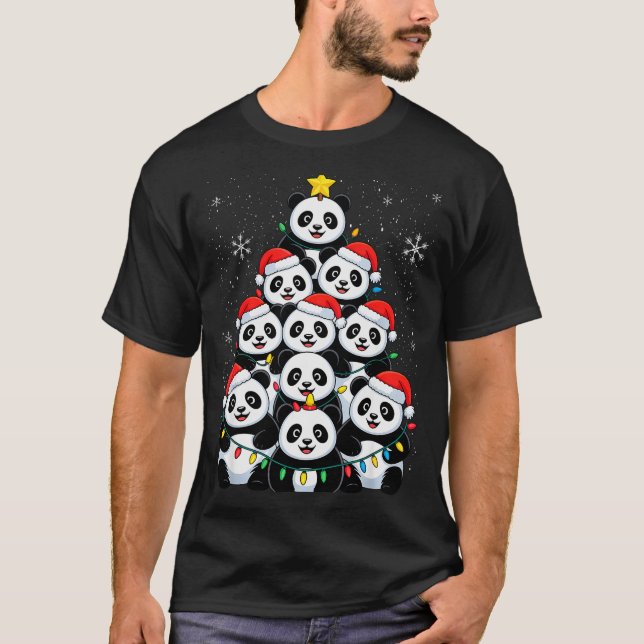 Lover Xmas Panda Christmas Tree  T-Shirt (Front)