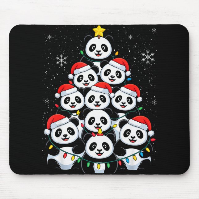 Lover Xmas Panda Christmas Tree T Shirt  Mouse Mat (Front)