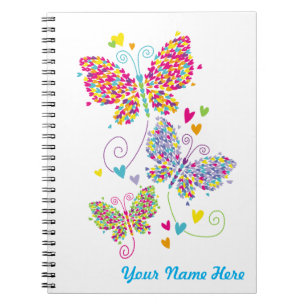 Loverflies Butterflies Hearts Bright Notebook