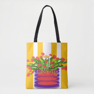 Loverly Floral Stripe Tote Bag