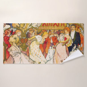 Lovers, Alphonse Mucha Bath Towel