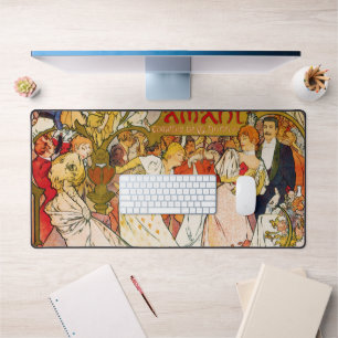 Lovers, Alphonse Mucha Desk Mat