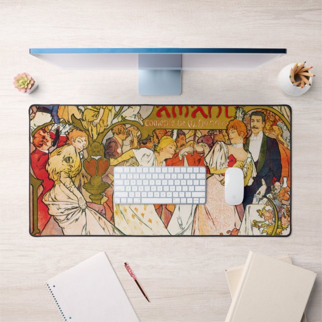 Lovers, Alphonse Mucha Desk Mat (Office 1)
