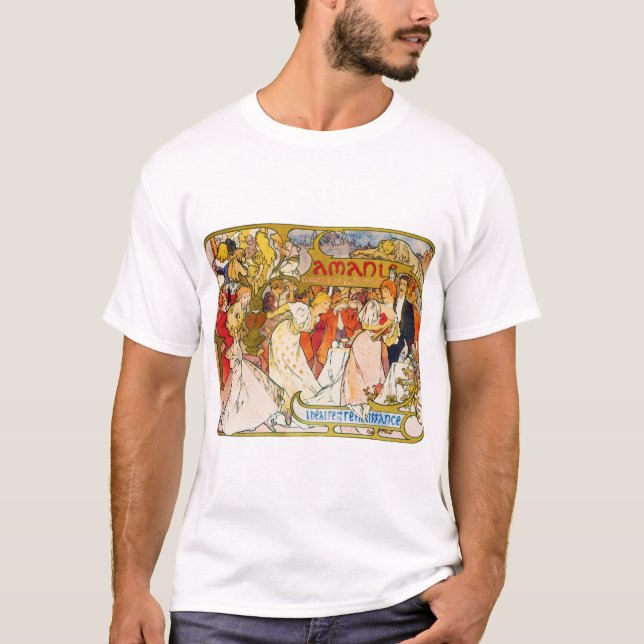 Lovers, Alphonse Mucha T-Shirt (Front)