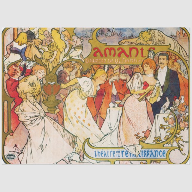 Lovers, Alphonse Mucha Tissue Paper (Front)