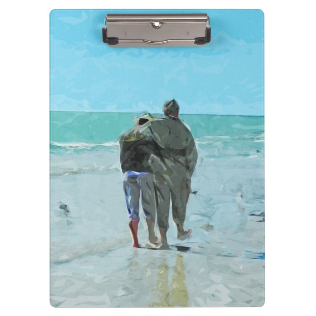 Lovers Anniversary Walk on the Beach Abstract Clipboard (Front)