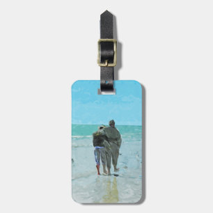 Lovers Anniversary Walk on the Beach Abstract Luggage Tag