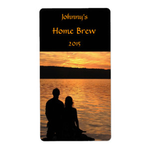 Lovers at Sunset Lake Beer Label