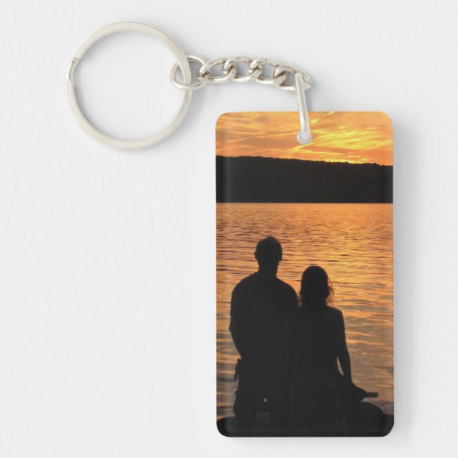 Lovers at Sunset Lake Key Ring (Front)