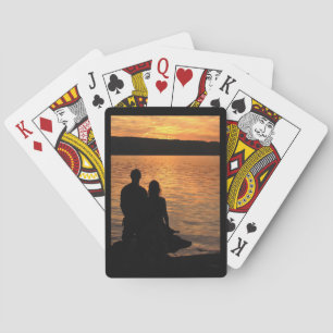 Lovers at Sunset Lake Playing Cards