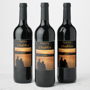 Lovers at Sunset Lake Wine Label