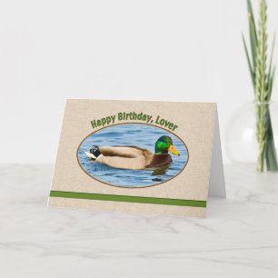 Lover's Birthday Card with Mallard Duck