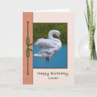 Lover's Birthday Card with Mute Swan Bird