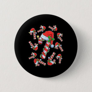 Lovers Candy Cane Santa Christmas Funny Xmas Light 6 Cm Round Badge