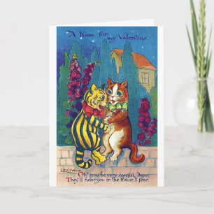Lovers Cat in Valentine, Louis Wain Card