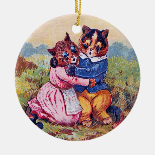 Lovers Cat (Strong Emotion), Louis Wain Ceramic Tree Decoration (Front)