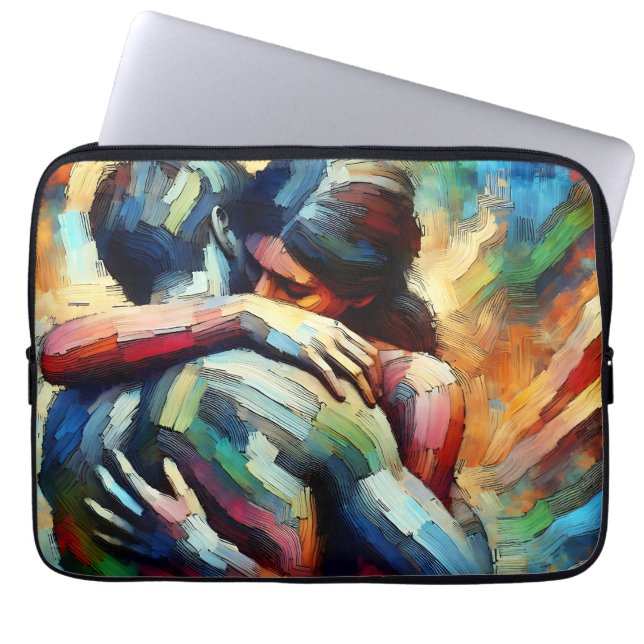 Lover's Embracing ai Oil Paint Style Laptop Sleeve (Front)