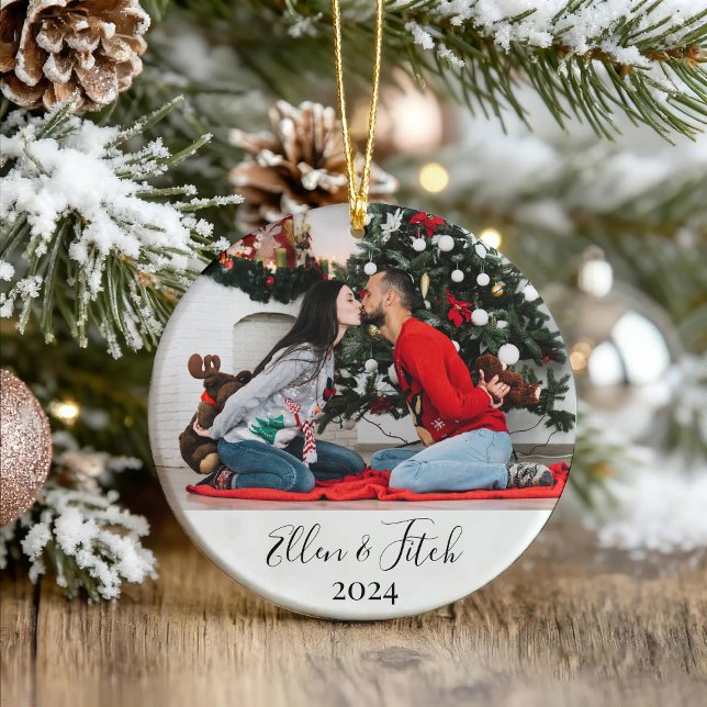 Lovers Image Custom Name Personalised Christmas  Glass Tree Decoration (Creator Uploaded)