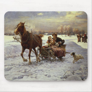 Lovers in a sleigh mouse mat
