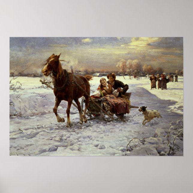 Lovers in a sleigh poster (Front)