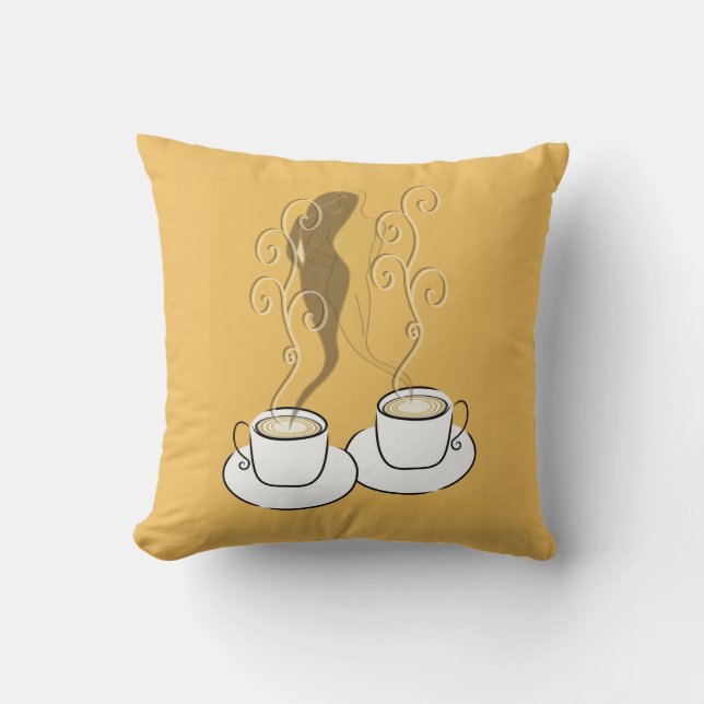 Lovers In Coffee Steam Pillow (Front)