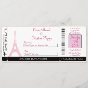 Lovers in Paris Boarding Pass Wedding Invitation