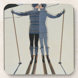 <Lovers in the Snow> by Georges Barbier Coaster