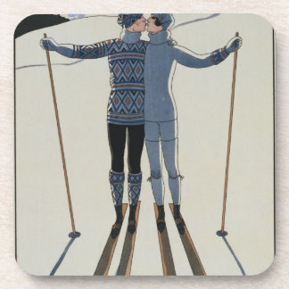 <Lovers in the Snow> by Georges Barbier Coaster