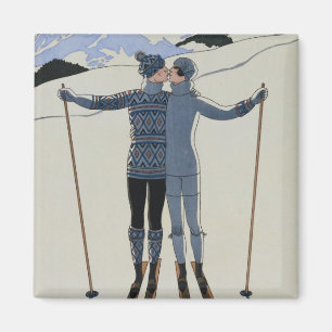 <Lovers in the Snow> by Georges Barbier Magnet