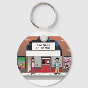 Lovers in the Theatre Cartoon by PrintedPerfection Key Ring