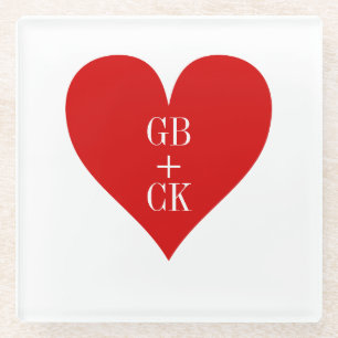 Lover's Initials Glass Coaster