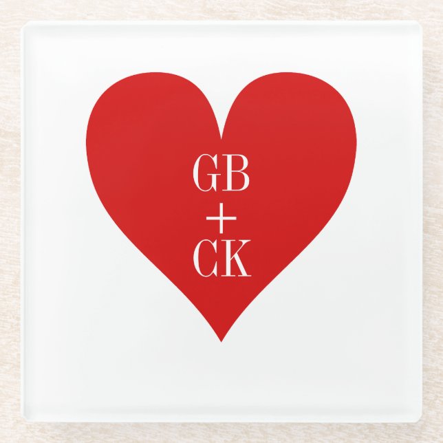 Lover's Initials Glass Coaster (Front)