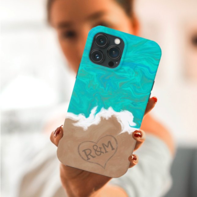 Lovers Initials On The Sand of Shores of Paradise Case-Mate iPhone Case (Creator Uploaded)