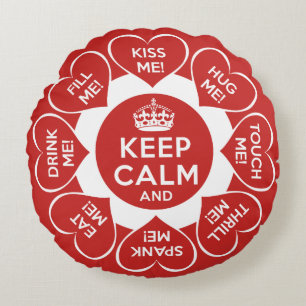Lovers Keep Calm, Mood Love Hearts Round Cushion