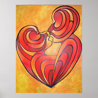 Lovers Kiss And Their Bodies Form A Love Heart Poster