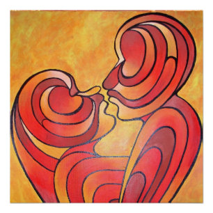 Lovers Kiss And Their Bodies Form A Love Heart Poster